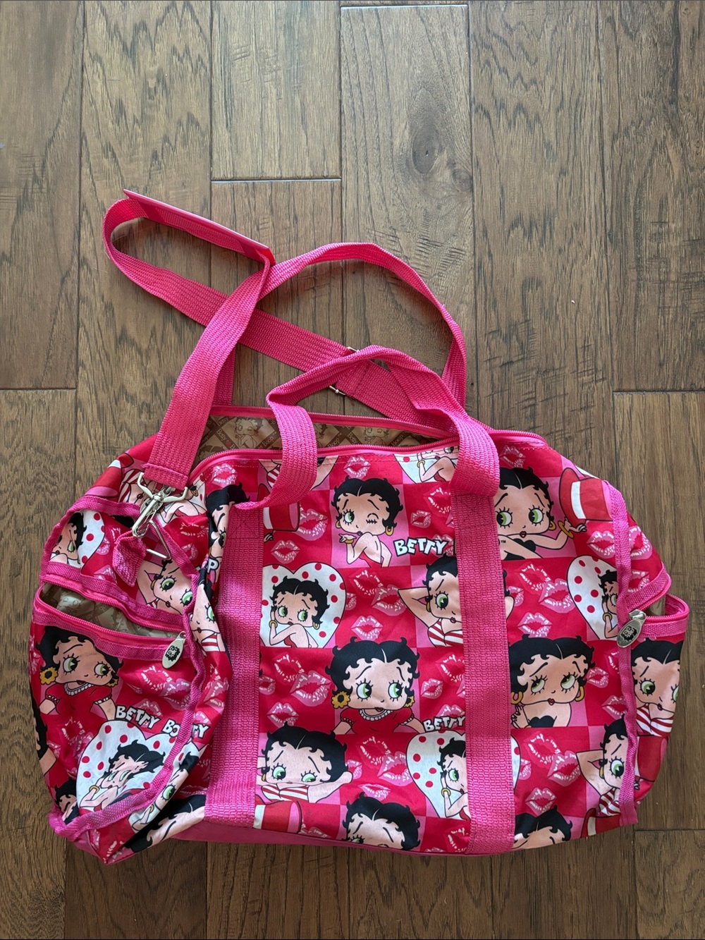 Betty Boop Hot Pink Patterned Travel Duffel